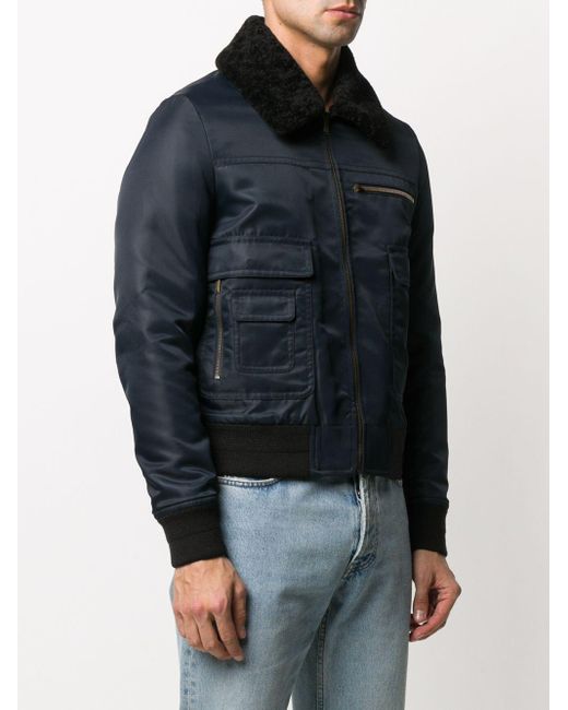 Saint Laurent Synthetic Aviator Bomber Jacket In Nylon With Shearling ...