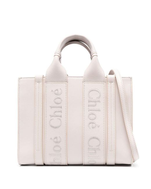 Chloé Natural Small Woody Leather Tote Bag