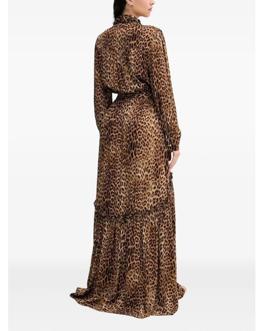 Melissa Odabash Brown Leopard-Print Ruffled Maxi Dress