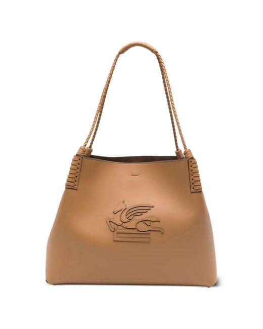 Etro Natural Braided-Handle Shoulder Bag