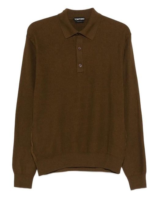 Tom Ford Brown Long-Sleeve Polo Shirt for men