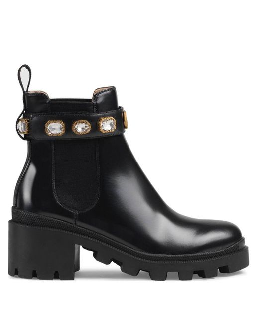 gucci leather ankle boot with belt used