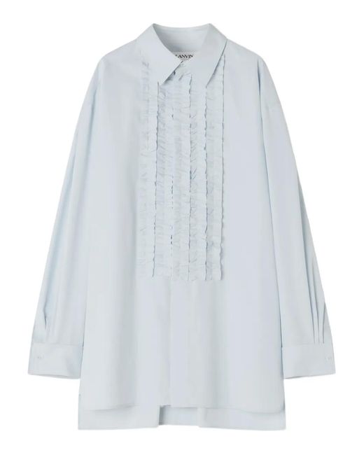 Lanvin Blue Ruffled Shirt for men