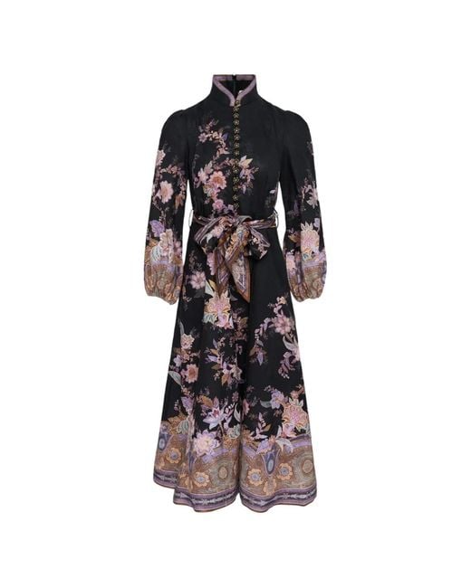 Zimmermann White Luna Floral-Print Midi Dress