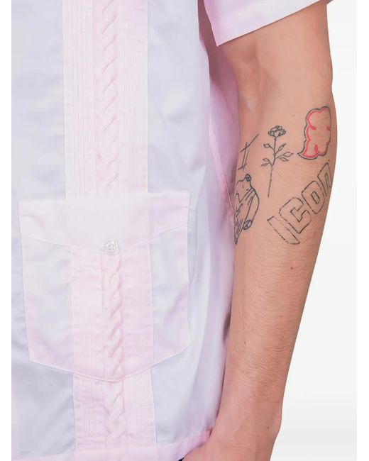 Drole de Monsieur White Braided-Panel Short-Sleeve Shirt for men