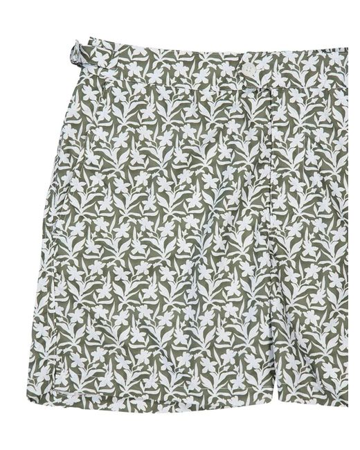 Fedeli Blue Daniel Floral-Print Swim Shorts for men