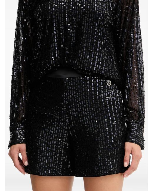 Short À Logo Brodé De Sequins Karl Lagerfeld en coloris Black