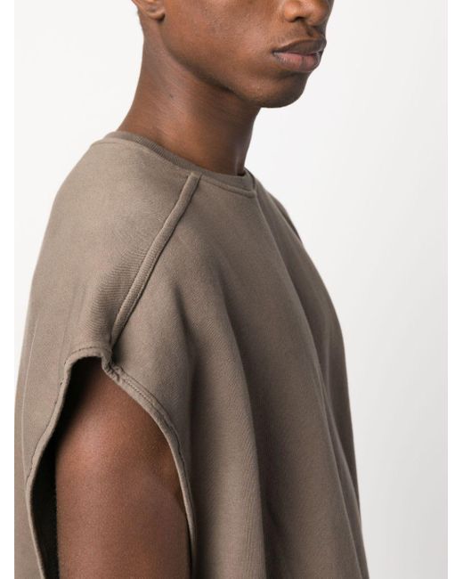 Rick Owens Gray Tatlin Sleeveless Cropped Sweatshirt for men