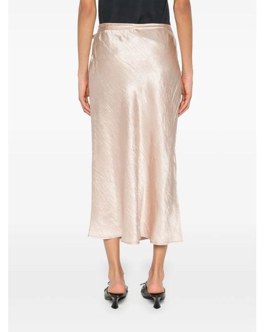 Acne Natural Satin Wrap Midi Skirt