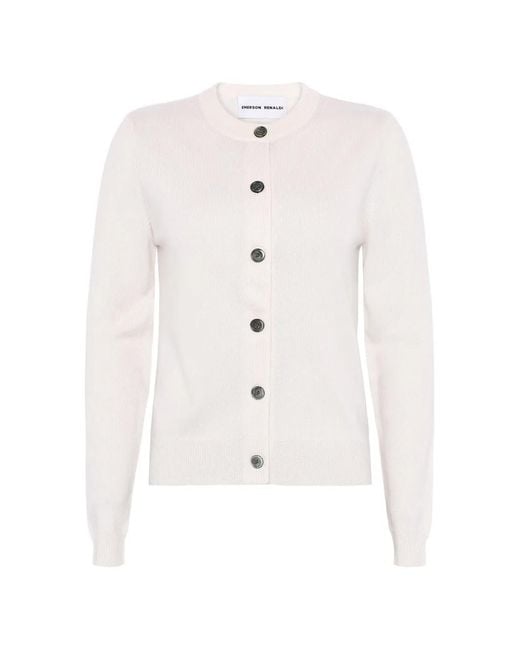 EMERSON RENALDI White Fine-Knit Button-Up Cardigan
