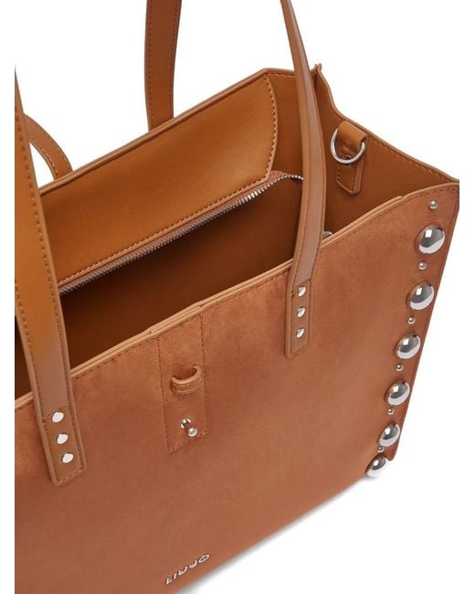 Liu Jo Brown Large Studded Tote Bag