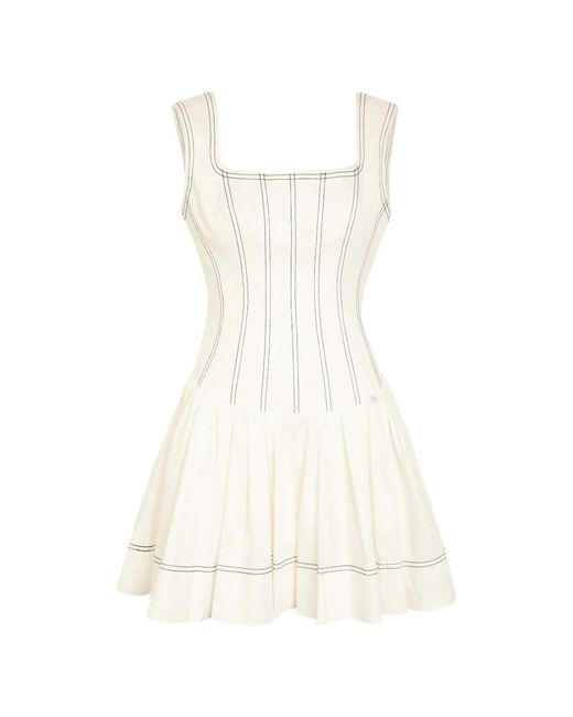 Aje. White Contrast-Stitch Flared Dress