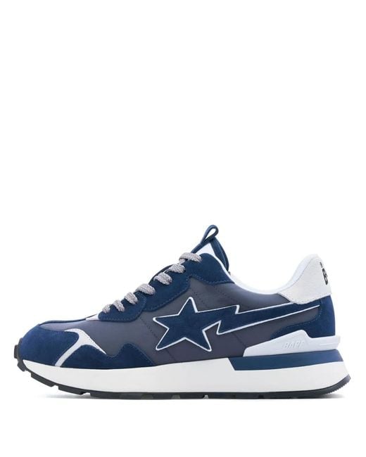 A Bathing Ape Blue Sta Star-patch Sneakers
