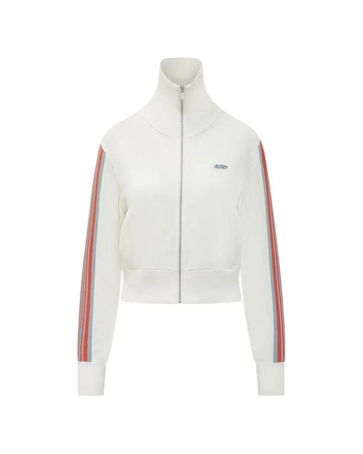 Autry White Logo-Patch Side-Stripe Jacket