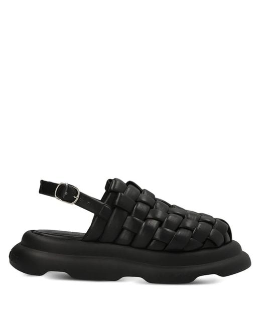 A.W.A.K.E. MODE Black Mode Leather Sandals