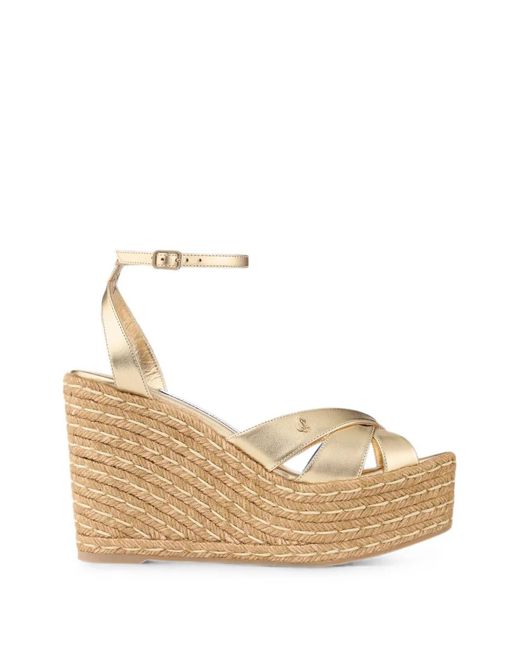 Jimmy Choo Natural Korra 100-Metallic Nappa Leather Wedges