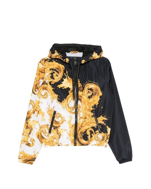 Versace Jeans Couture Metallic Baroque-Print Hooded Jacket