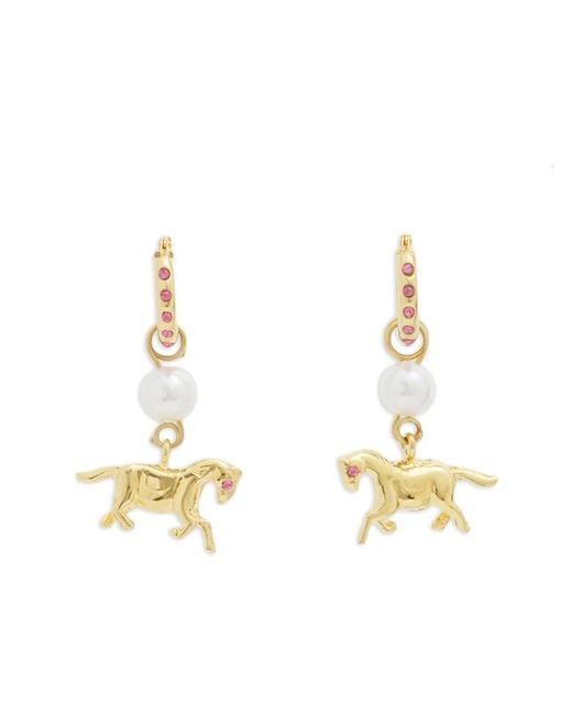 Marni Metallic Horse-Pendant Hoop-Earrings