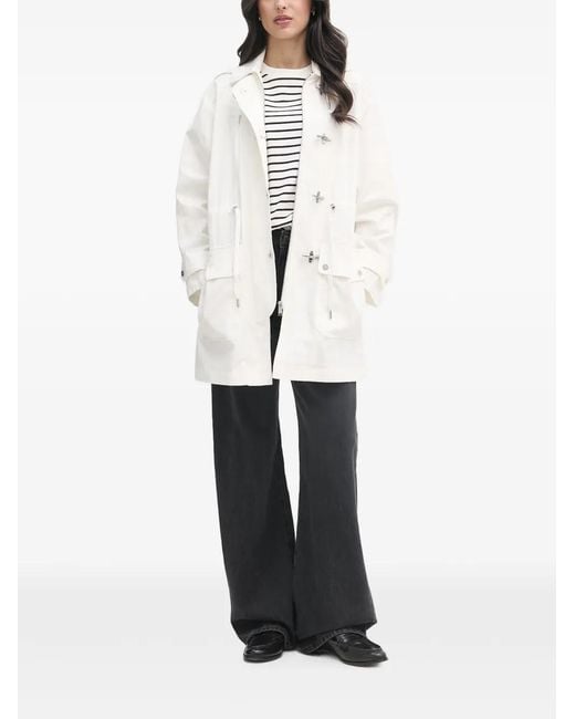 DKNY White Toggle-Fastening Hooded Parka Coat