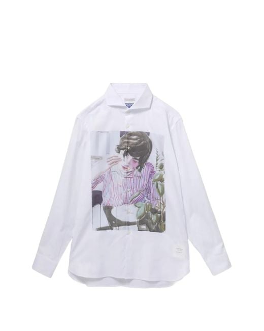 Junya Watanabe White Chemise À Imprimé Graphique for men