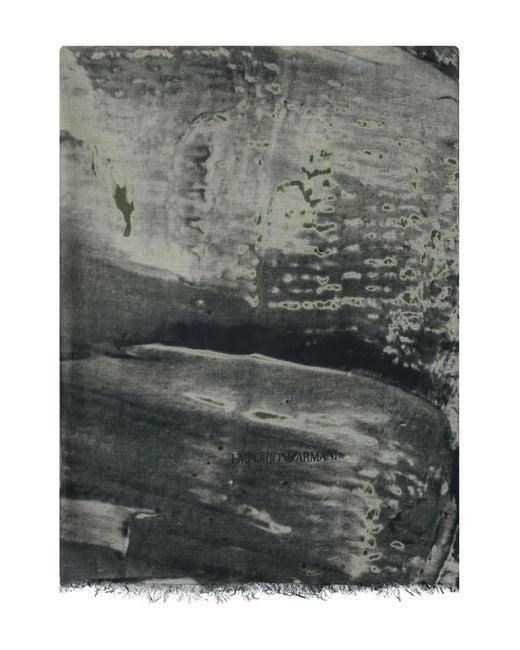 Emporio Armani Gray Abstract-Pattern Scarf for men