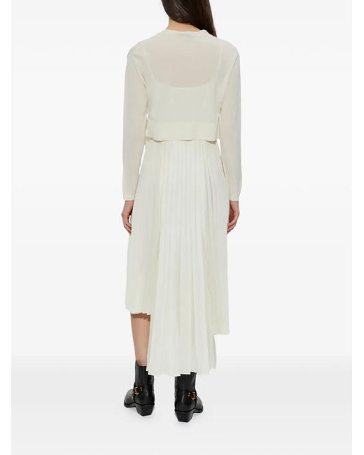 AllSaints White Lucille Pleated Midi Dress
