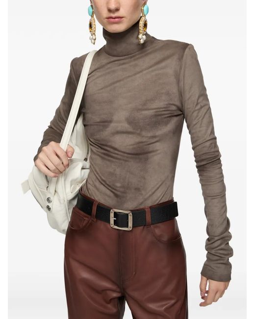 Acne Brown Trompe L'Oeil High-Neck Top