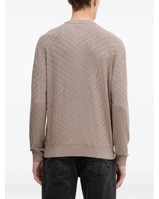 ARMANI EXCHANGE Gray Patterned Crew-Neck Sweater for men
