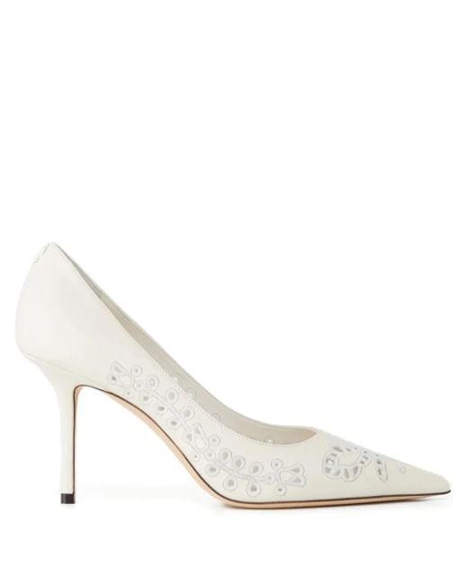 Pumps Love Con Ricamo 85Mm di Jimmy Choo in White