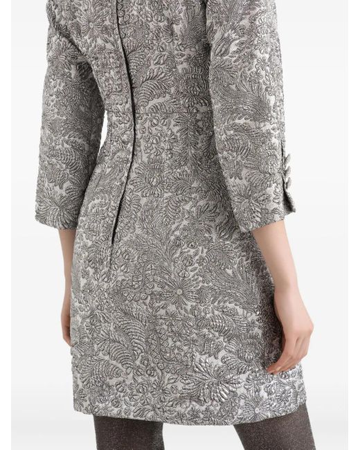Dolce & Gabbana Gray Floral-Jacquard Lamé Mini Dress