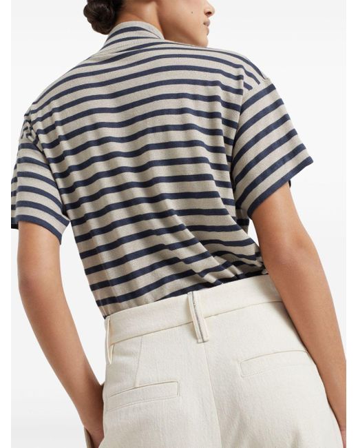 Pantalon ample à design plissé Brunello Cucinelli en coloris White