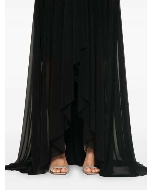 Talbot Runhof Black Draped-Detail Gown