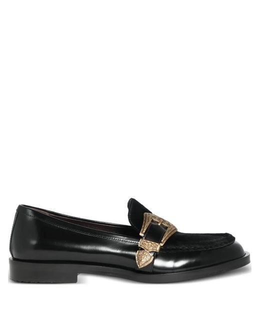 Roberto Festa Black Lira Pony Skin Detail Triptych Loafers