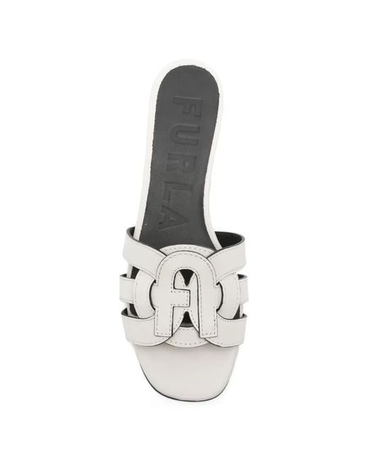 Furla White Logo Leather Sandals