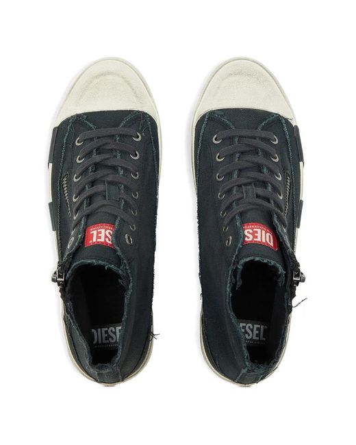 DIESEL Black S-D-Verse Frayed Zip-Up Sneakers for men