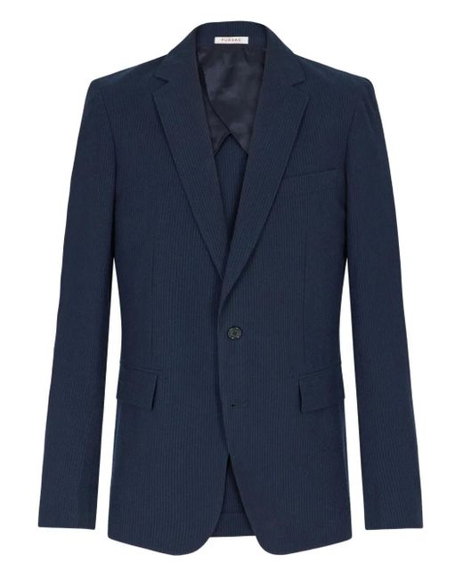 Fursac Blue Cotton Blazer for men