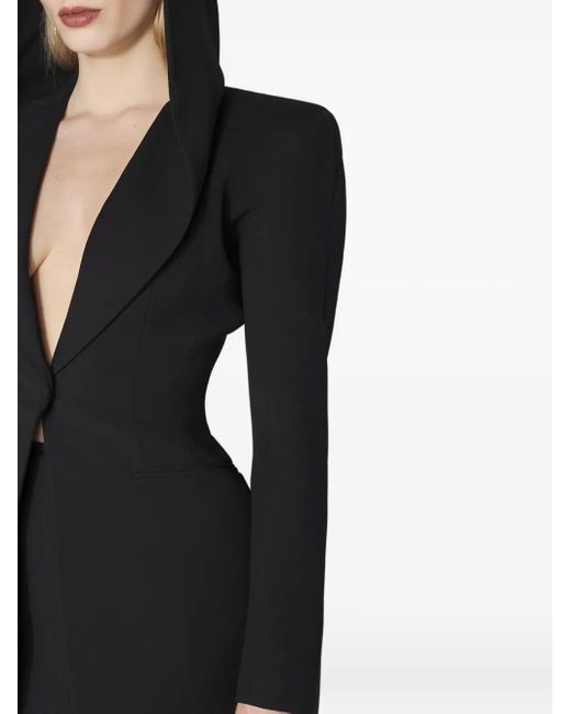 Mugler Black Hooded Padded-Shoulder Jacket