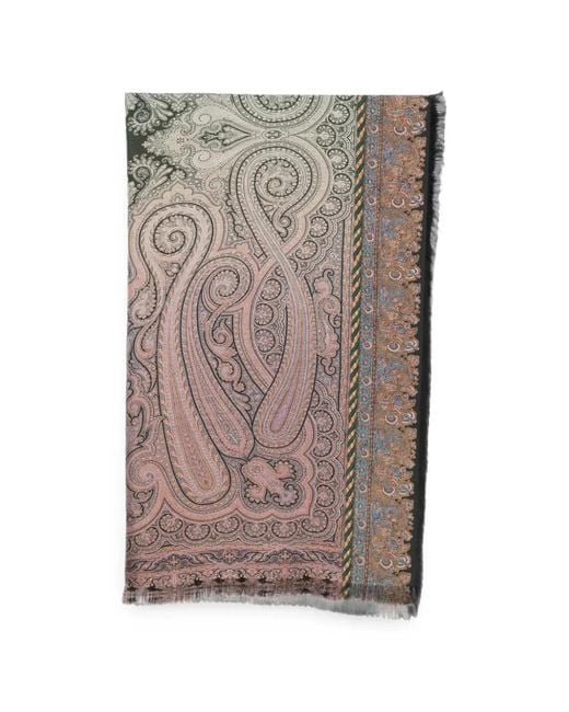 Pierre Louis Mascia Brown Aloeuw Paisley-Print Fringed Scarf