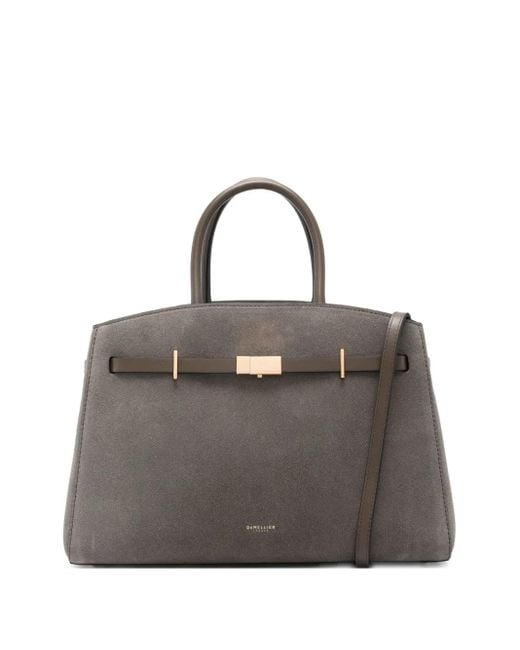 DeMellier London Gray Midi Hudson Suede Bag
