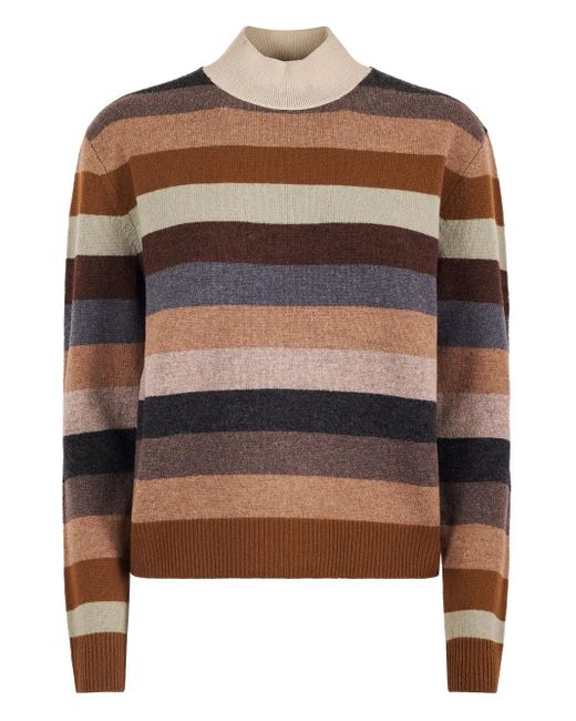 Tory Burch Brown Striped-pattern Sweater