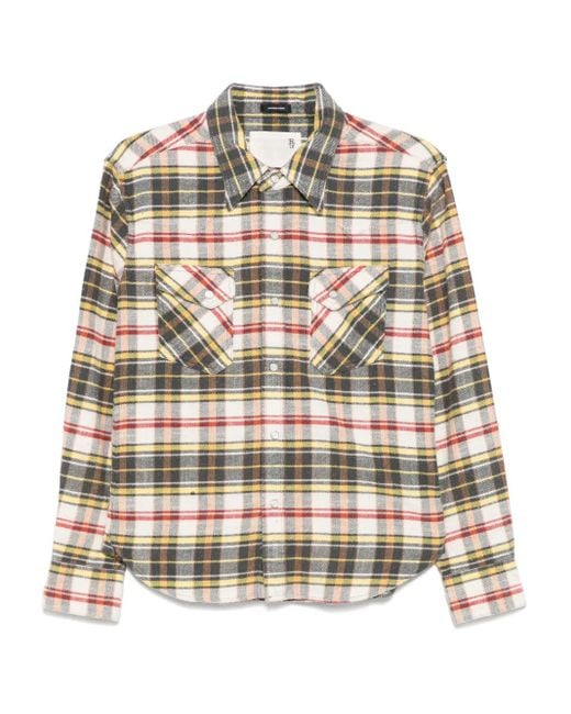 R13 Natural Plaid-Check Shirt