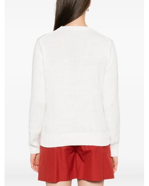 Polo Ralph Lauren White Pullover mit aufgesticktem Teddy