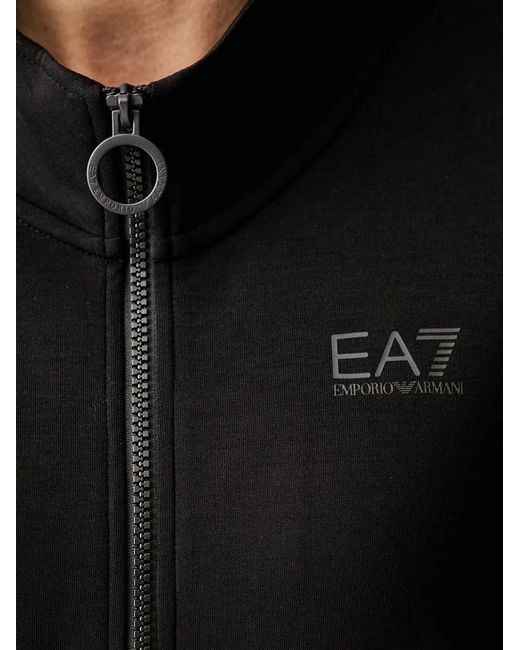 EA7 Black Logo-Print Zip-Up Track Jacket