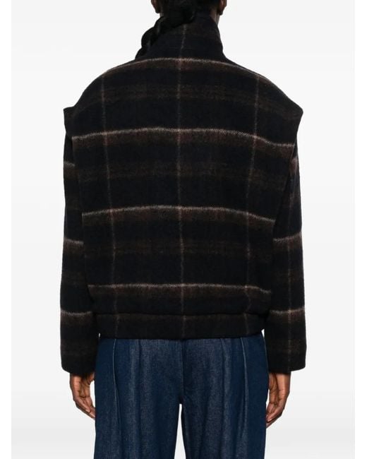 Sessun Blue Check-Pattern Button-Up Jacket