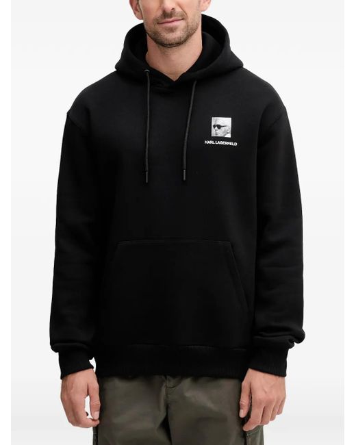 Karl Lagerfeld Black Graphic-Print Hoodie for men