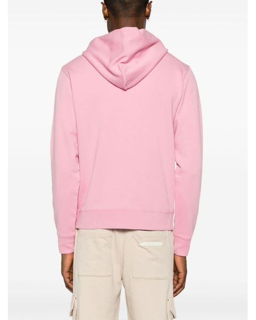 Sandro Pink Logo-patch Cotton Jersey Hoodie for men
