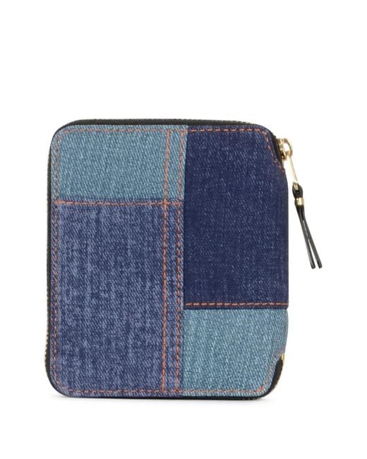 Comme des Garçons Blue Portefeuille À Design Patchwork Zippé for men