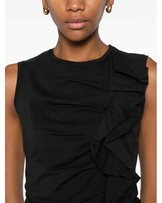 Ulla Johnson Black Clio Ruffled Tank Top