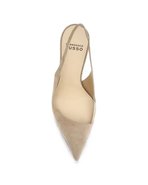 Francesco Russo Natural Pointed-Toe Slingback Pumps