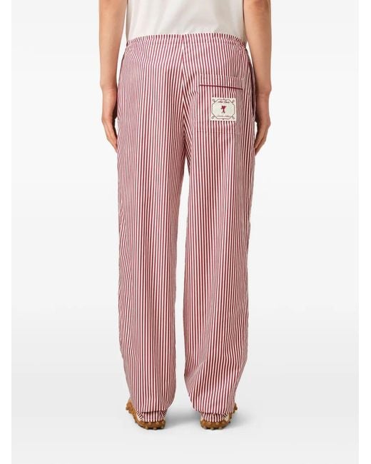 AMI Pink Cotton Elasticated Striped Trousers